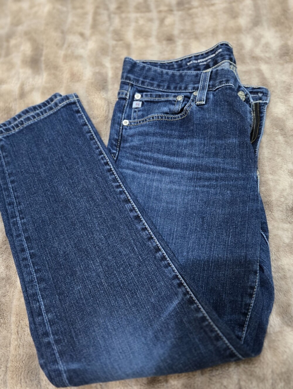 Ag Adriano Goldschmied Dark Blue Straight-Leg Jeans Size 27 Reg.
